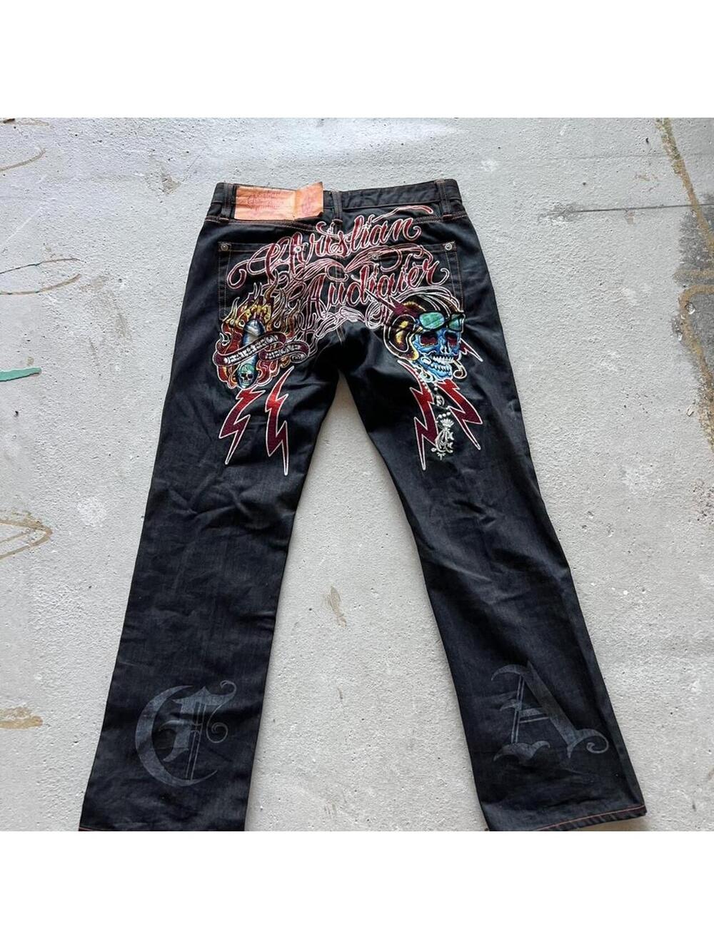 Ed Hardy Men's Black and Multi Jeans